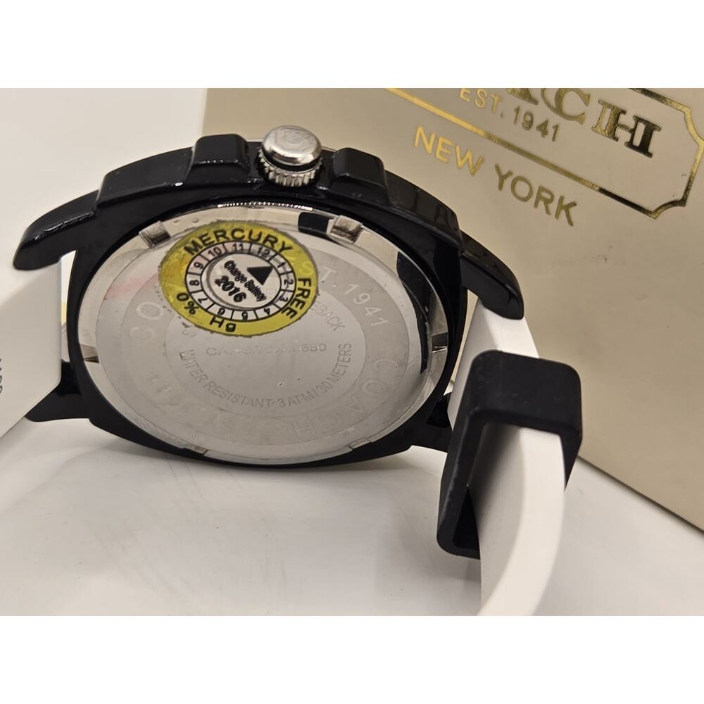 New COACH 1941 Ladies' 41mm Black Ceramic Silicone Watch. Box + Papers. - Picture 5 of 16